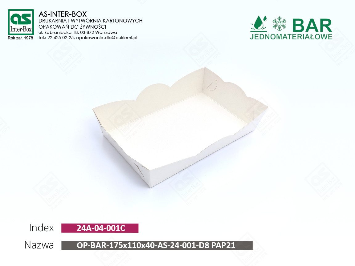 Opakowanie — 24A-04-001C — OP-BAR-175x110x40-AS-24-001-D8 PAP21 — 175x110x40 mm