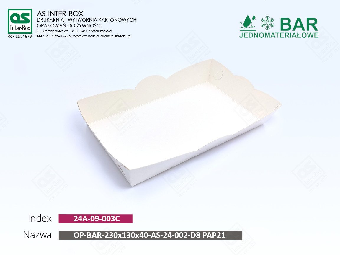 Opakowanie — 24A-39-003C — OP-BAR-230/130/40-AS-24-002-D8 PAP21 — 230x130x40 mm