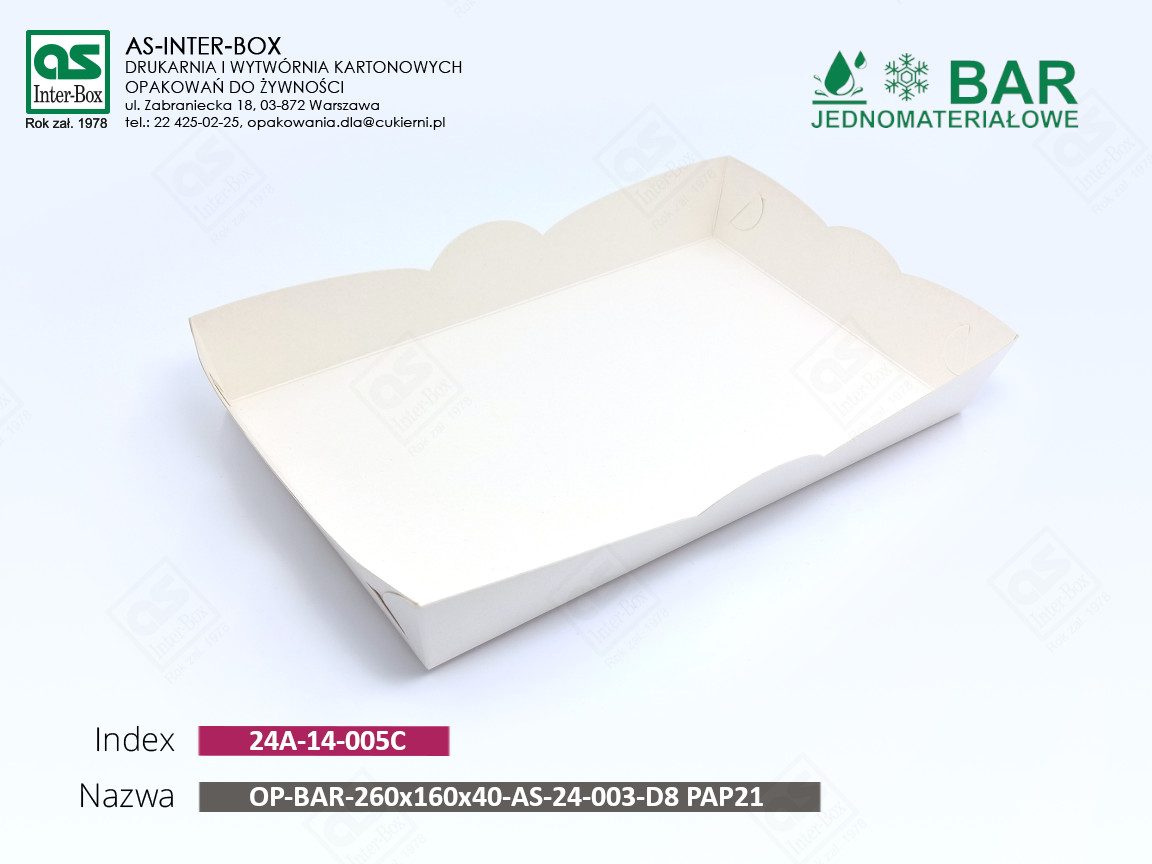 Opakowanie — 24A-14-005C — OP-BAR-260/160/40-AS-24-003-D8 PAP21 — 260x160x40 mm