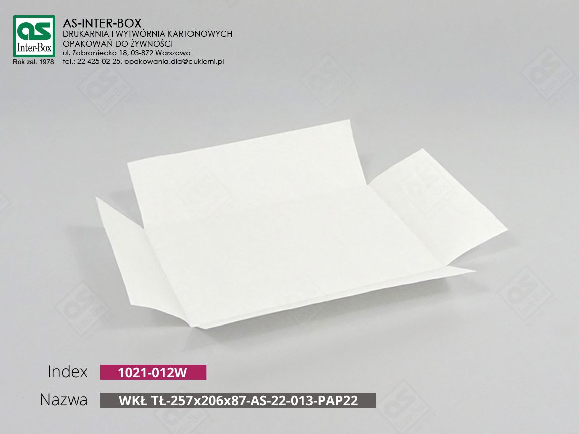 Opakowanie — 10-21-012W — WKŁ.TŁ.-257/206/87-AS-22-013 - PAP22 — 257x206x87 mm
