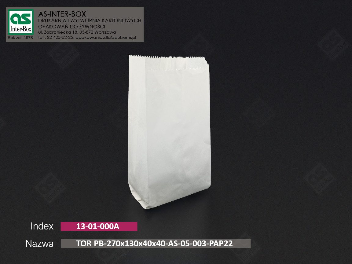 Opakowanie — 13-01-000A — TOR-PB-270x130x40-AS-05-003-PAP22 — 270x130x40 mm