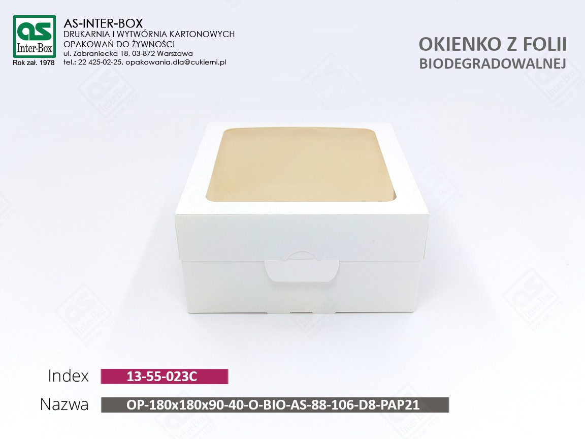 Opakowanie — 13-55-023C — OP-180/180/90-O-BIO-AS-88-106-D8 PAP21 — 180x180x90 mm