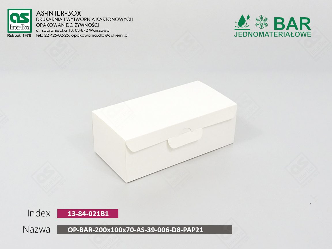 Opakowanie — 13-84-021B1 — OP-BAR-200x100x70-AS-39-006-D8 PAP21 — 200x100x70 mm