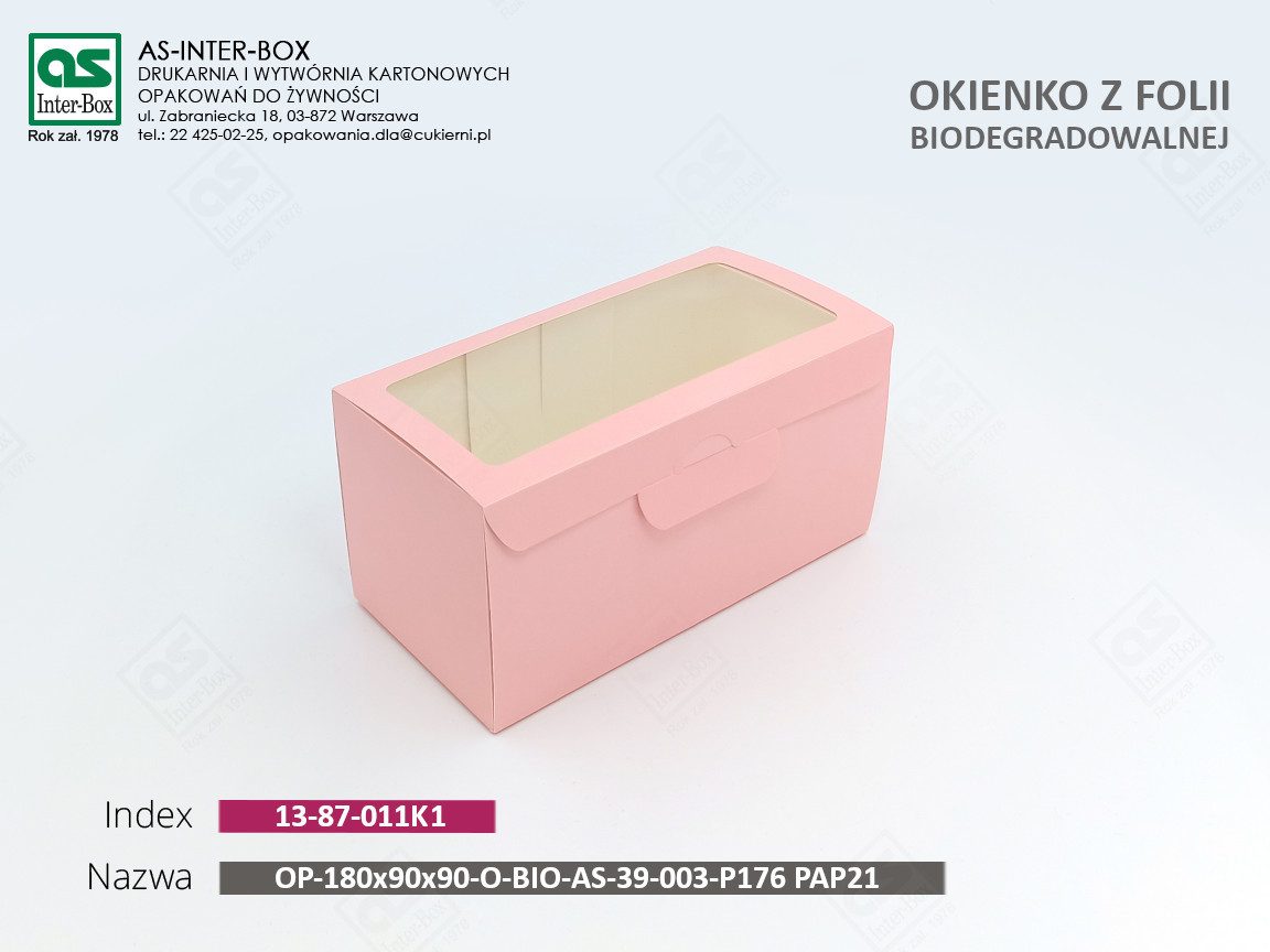 Opakowanie — 13-87-011K1 — OP-180/90/90-O-BIO-AS-39-003-P176 PAP21 — 180x90x90 mm