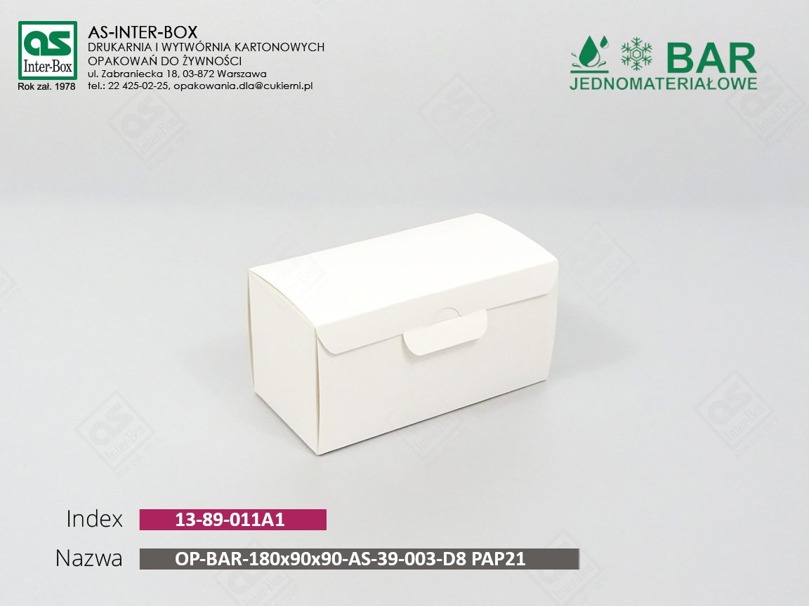 Opakowanie — 13-89-011A1 — OP-BAR-180/90/90-AS-39-003-D8 PAP21 — 180x90x90 mm