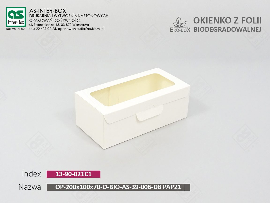 Opakowanie — 13-90-021C1 — OP-200x100x70-O-BIO-AS-39-006-D8 PAP21 — 200x100x70 mm