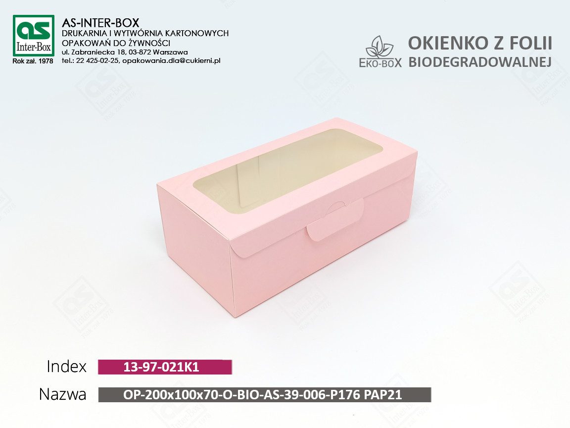 Opakowanie — 13-97-021K1 — OP-200x100x70-O-BIO-AS-39-006-P176 PAP21 — 200x100x70 mm