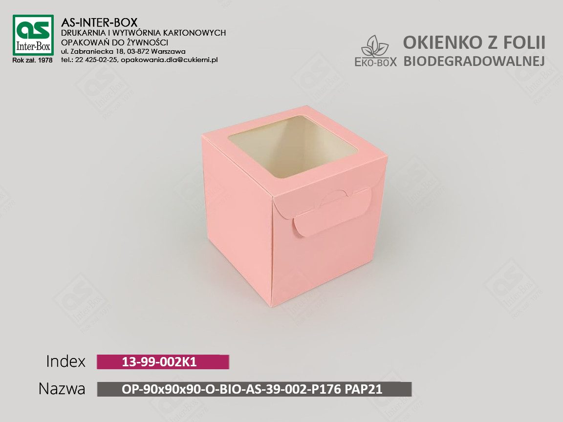 Opakowanie — 13-99-002K1 — OP-90/90/90-O-BIO-AS-39-002-P176 PAP21 — 90x90x90 mm