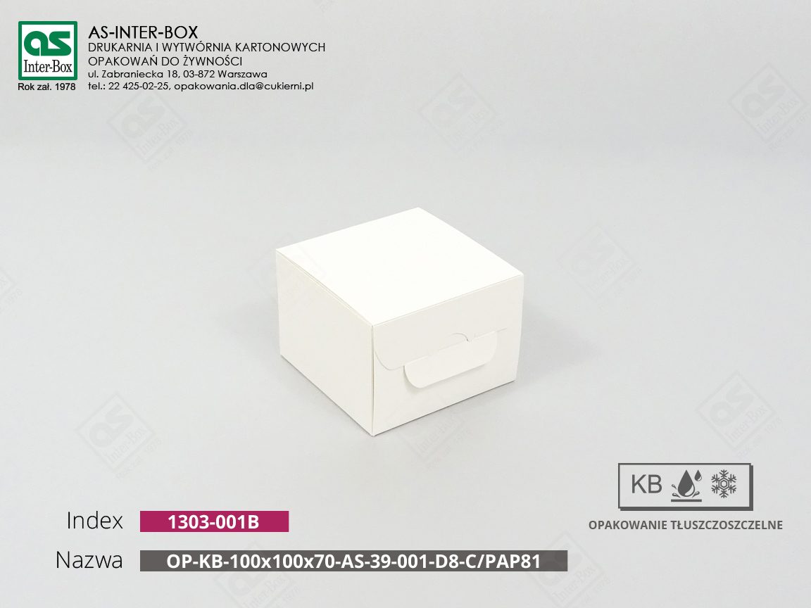 Упаковка — 13-03-001B — OP-KB-100/100/70-AS-39-001-D8 C/PAP81 — 100x100x70