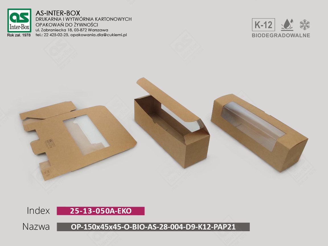 Упаковка — 25-13-050A-EKO — OP-150x45x45-O-BIO-AS-28-004-D9-K12-PAP21 — 150x45x45 mm