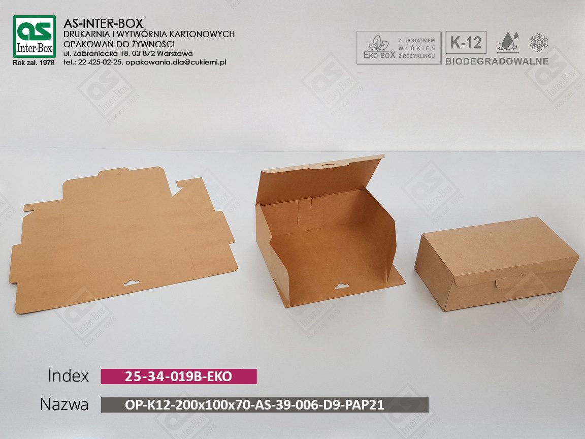 Opakowanie — 25-34-019B-EKO — OP-K12-200x100x70-AS-39-006-D9-PAP21 — 200x100x70 mm