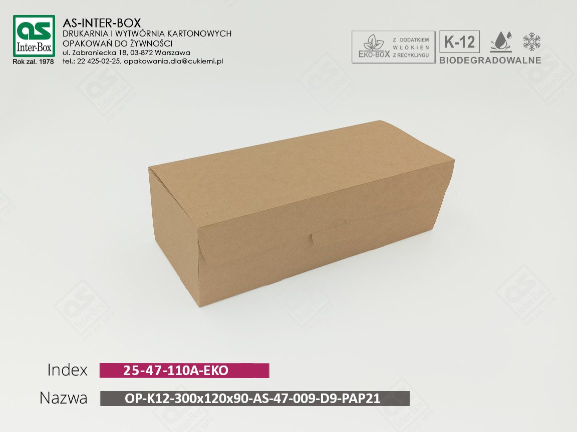 Opakowanie — 25-47-110A-EKO — OP-K12-300x120x90-AS-47-009-D9-PAP21 — 300x120x90 mm