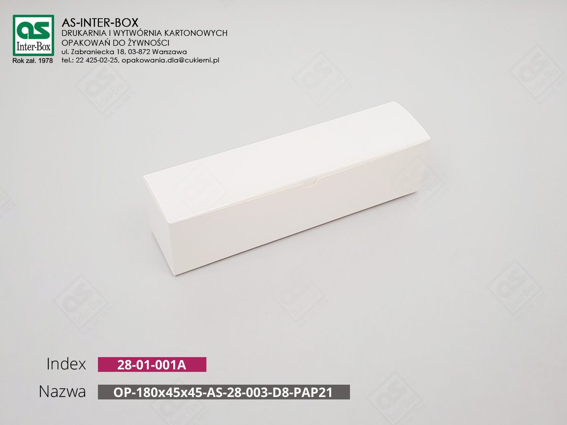 Упаковка — 28-01-001A — OP-180x45x45-AS-28-003-D8-PAP21 — 180x45x45 mm