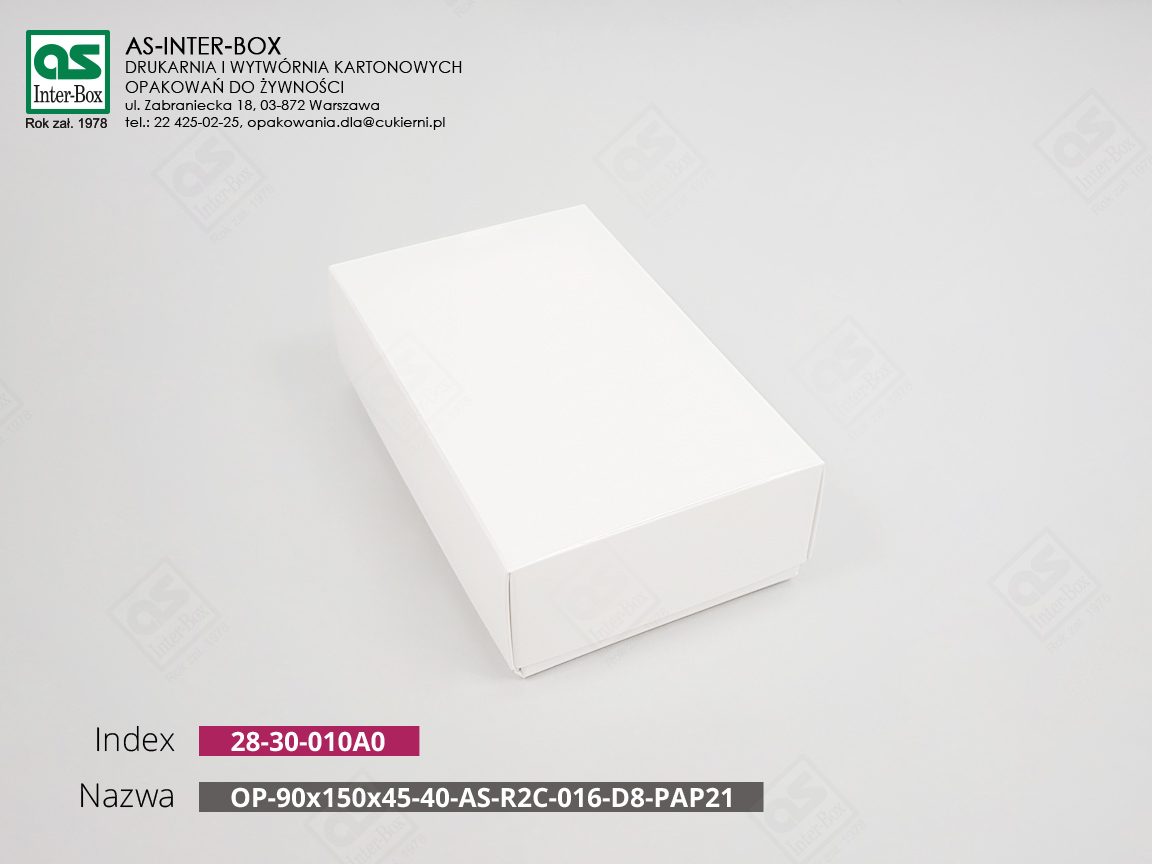 Упаковка — 28-30-010A0 — OP-90x150x45-40-AS-R2C-016-D8-PAP21 — 90x150x45 mm