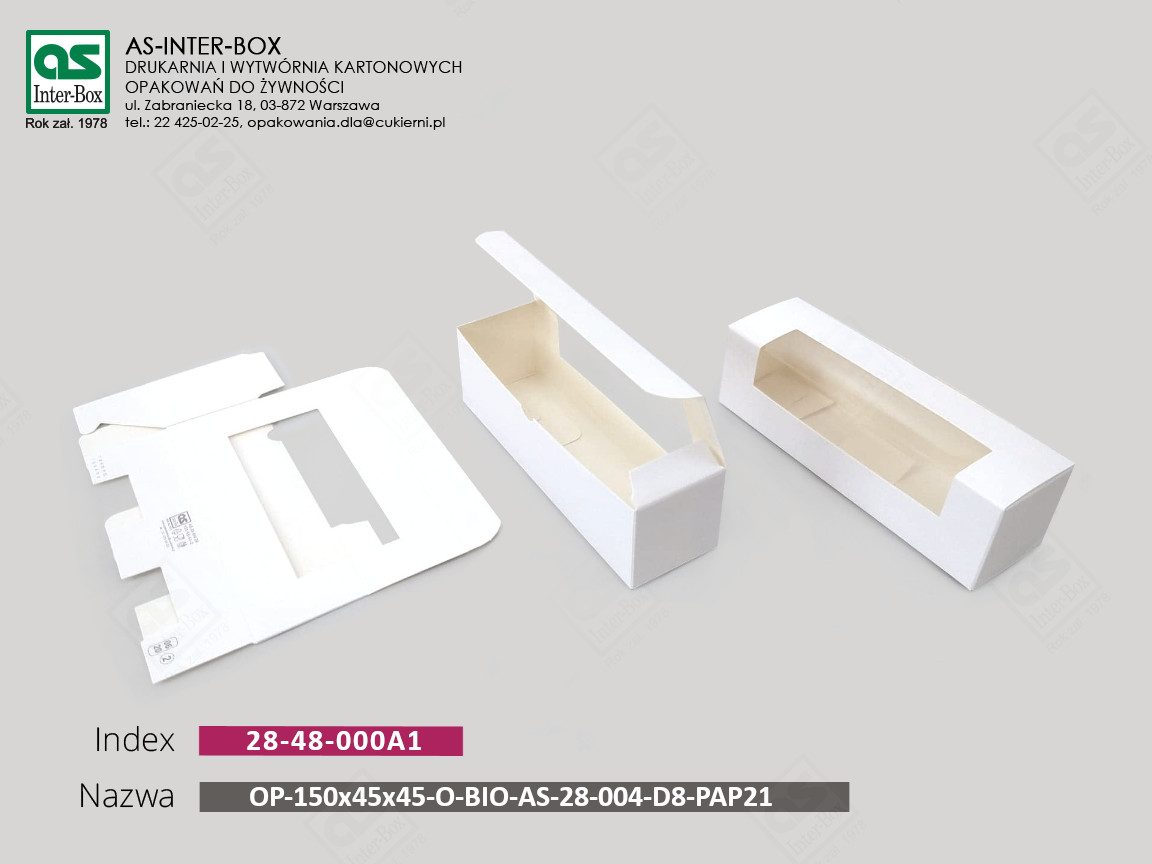 Упаковка — 28-48-000A1 — OP-150x45x45-O-BIO-AS-28-004-D8-PAP21 — 150x45x45 mm