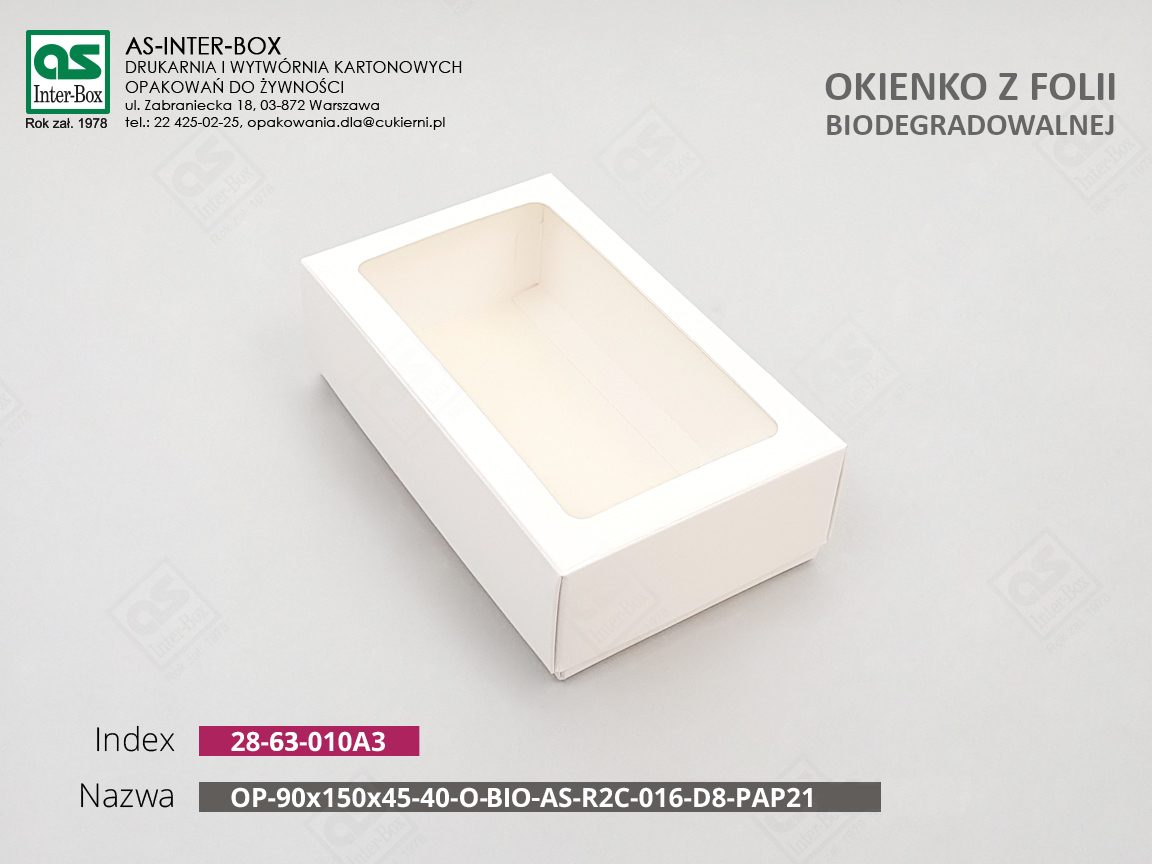 Упаковка — 28-63-010A3 — OP-90x150x45-40-O-BIO-AS-R2C-016-D8-PAP21 — 90x150x45 mm