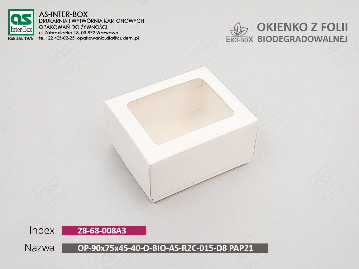 Упаковка — 28-68-008A3 — OP-90x75x45-40-O-BIO-AS-R2C-015-D8-PAP21 — 90x75x45 mm