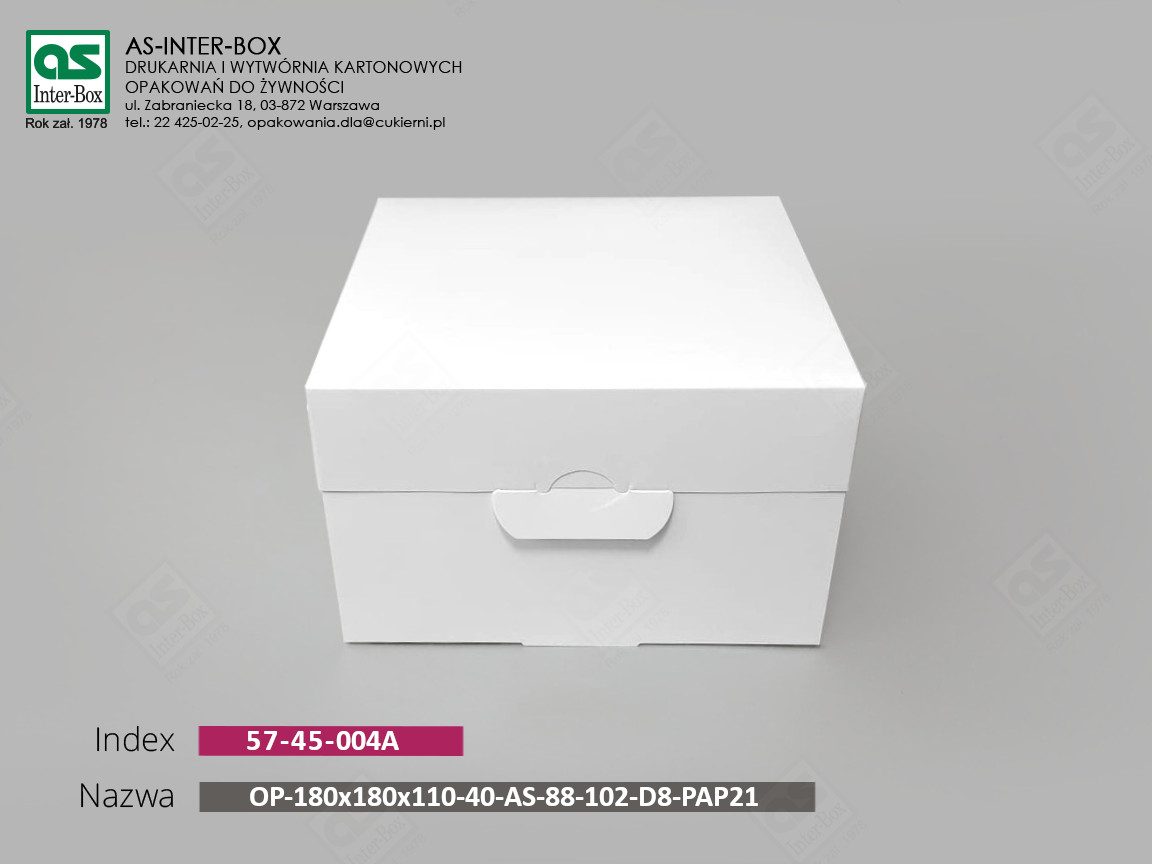 Opakowanie — 57-45-004A — OP-180/180/110-AS-88-102-D8-PAP21 — 180x180x110 mm