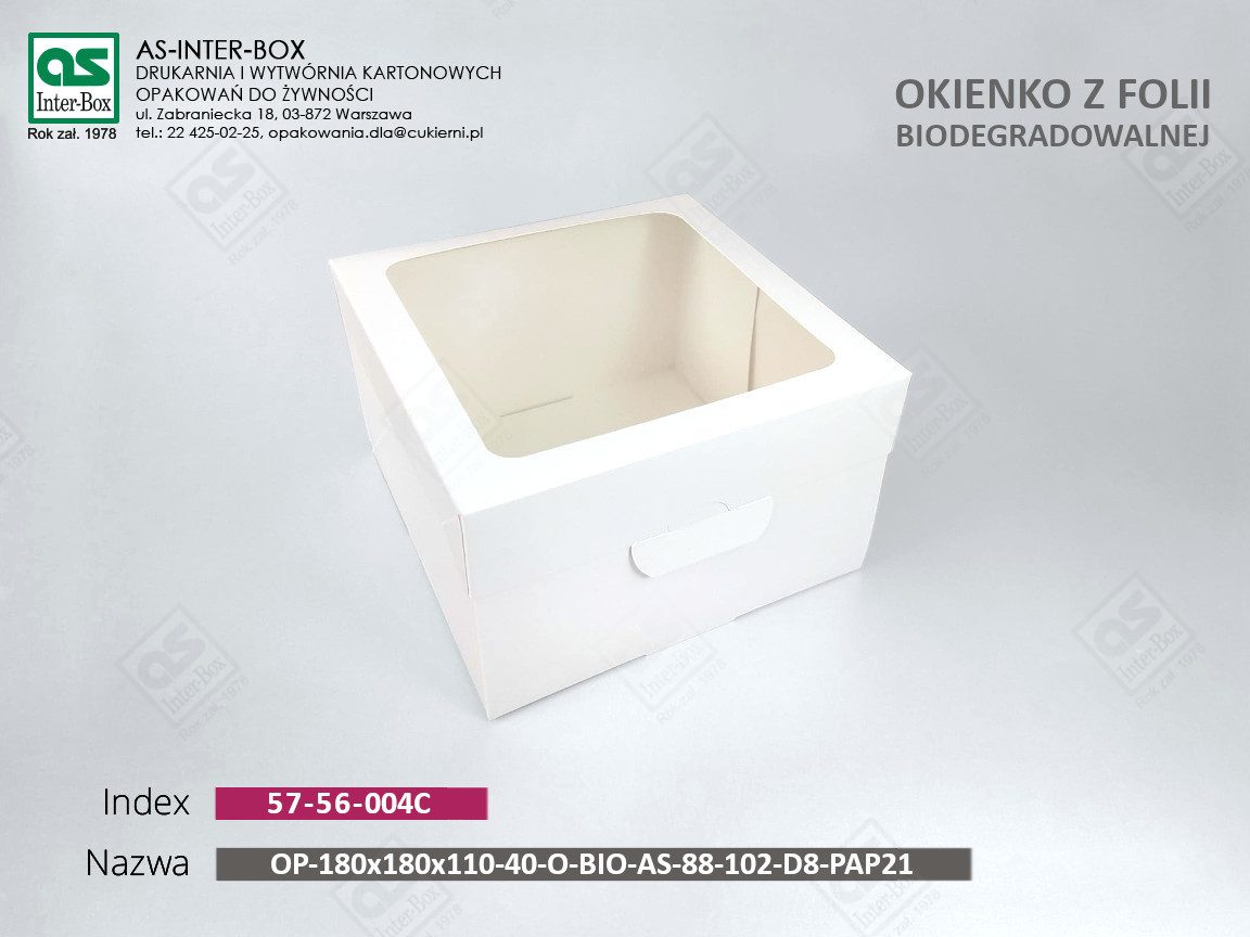 Opakowanie — 57-56-004C — OP-180/180/110-O-BIO-AS-88-102-D8-PAP21 — 180x180x110 mm