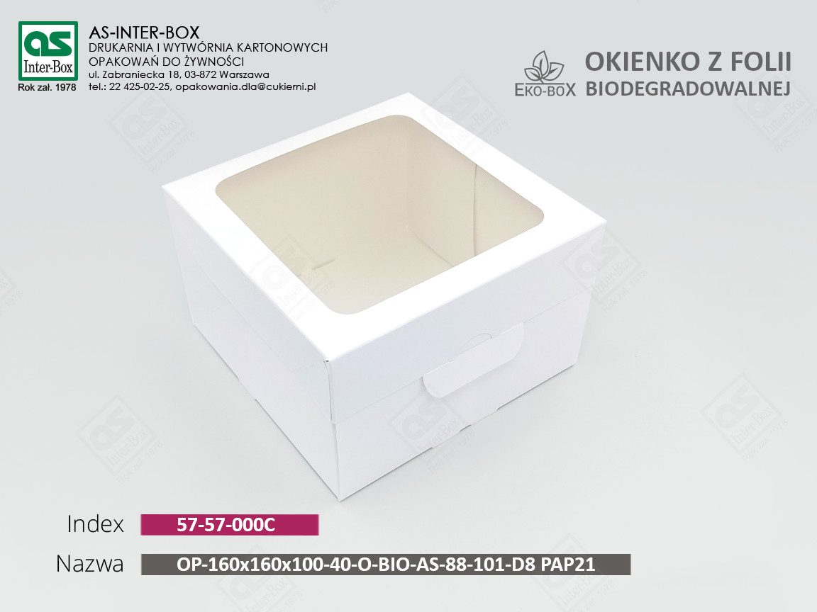 Opakowanie — 57-57-000C — OP-160/160/100-O-BIO-AS-88-101-D8-PAP21 — 160x160x100 mm