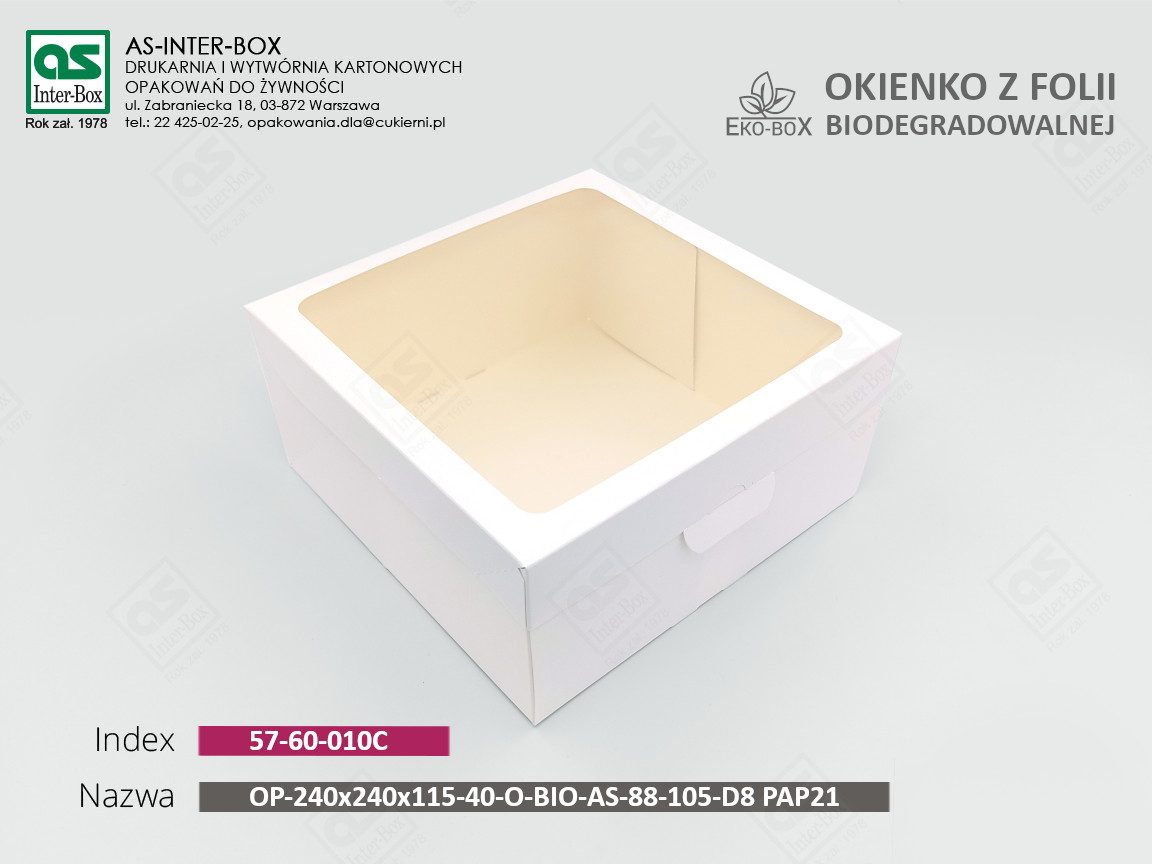 Opakowanie — 57-60-010C — OP-240/240/115-O-BIO-AS-88-105-D8-PAP21 — 240x240x115 mm