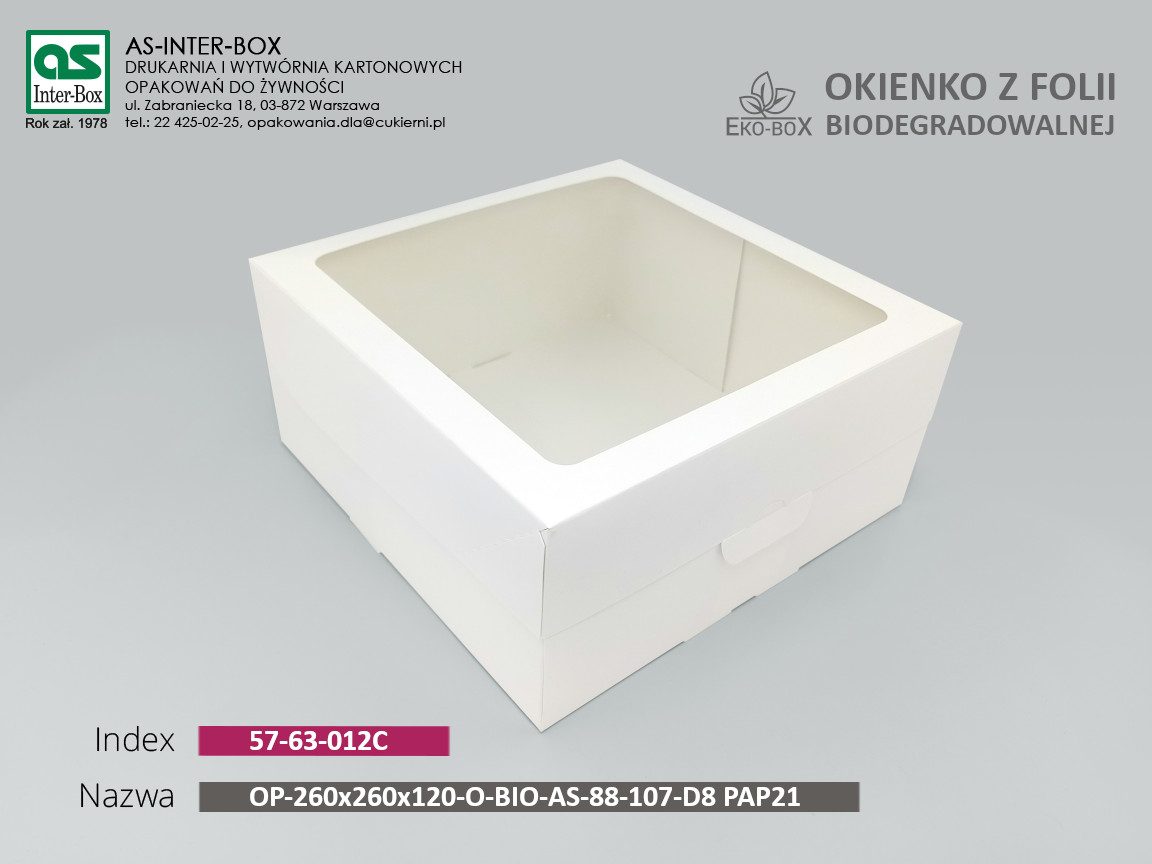 Opakowanie — 57-63-012C — OP-260/260/120-O-BIO-AS-88-107-D8-PAP21 — 260x260x120 mm