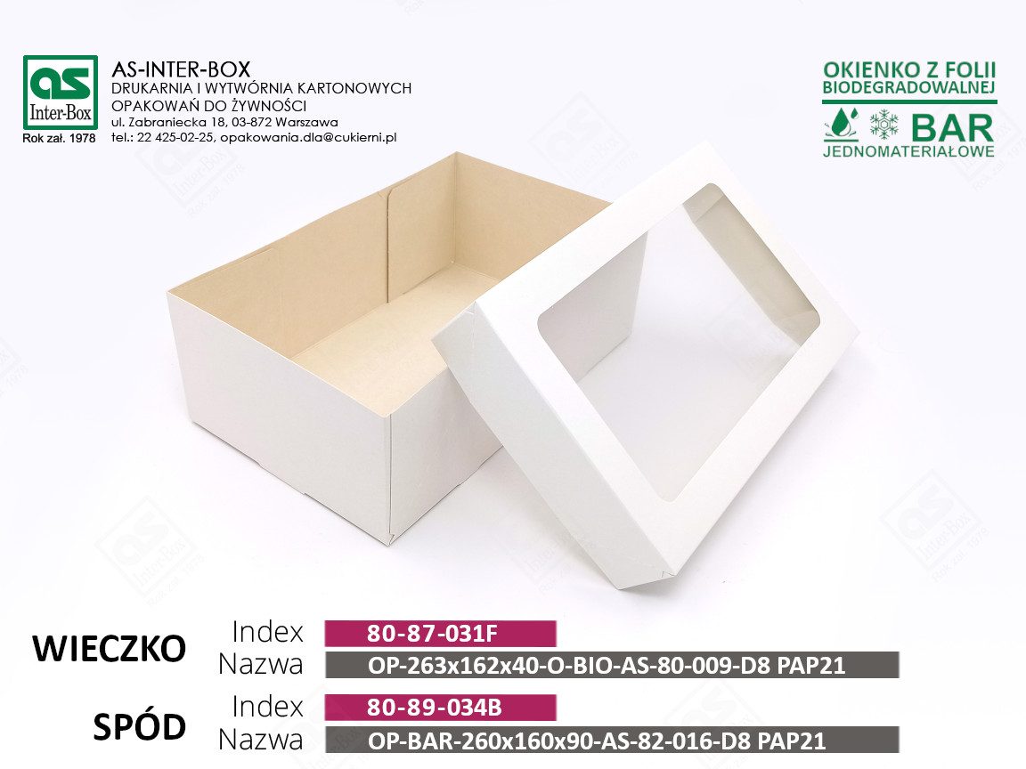 Opakowanie — 80-87-031F — WIECZKO: OP-263x162x40-O-BIO-AS-80-009-D8 PAP21 — 260x160x90 mm