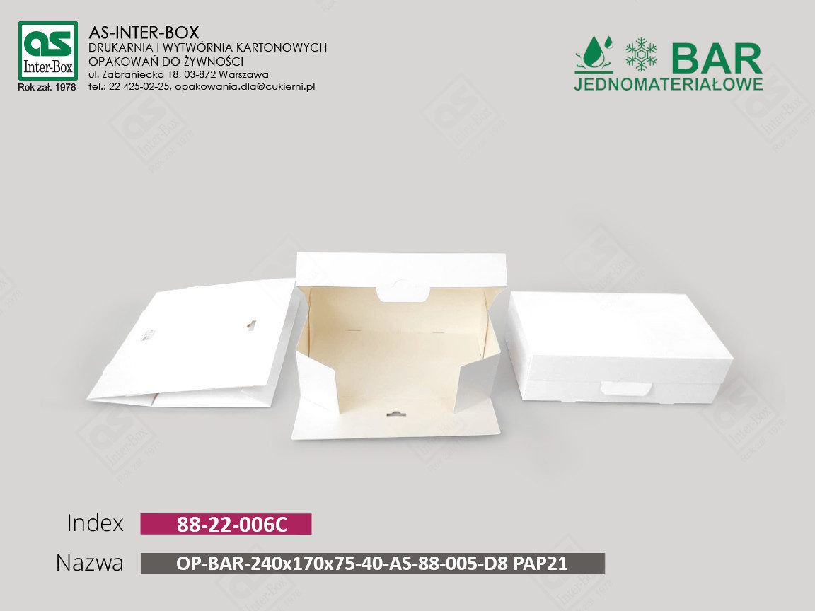 Opakowanie — 88-22-006C — OP-BAR-240/140/75-AS-88-005-D8-PAP21 — 240x140x75 mm