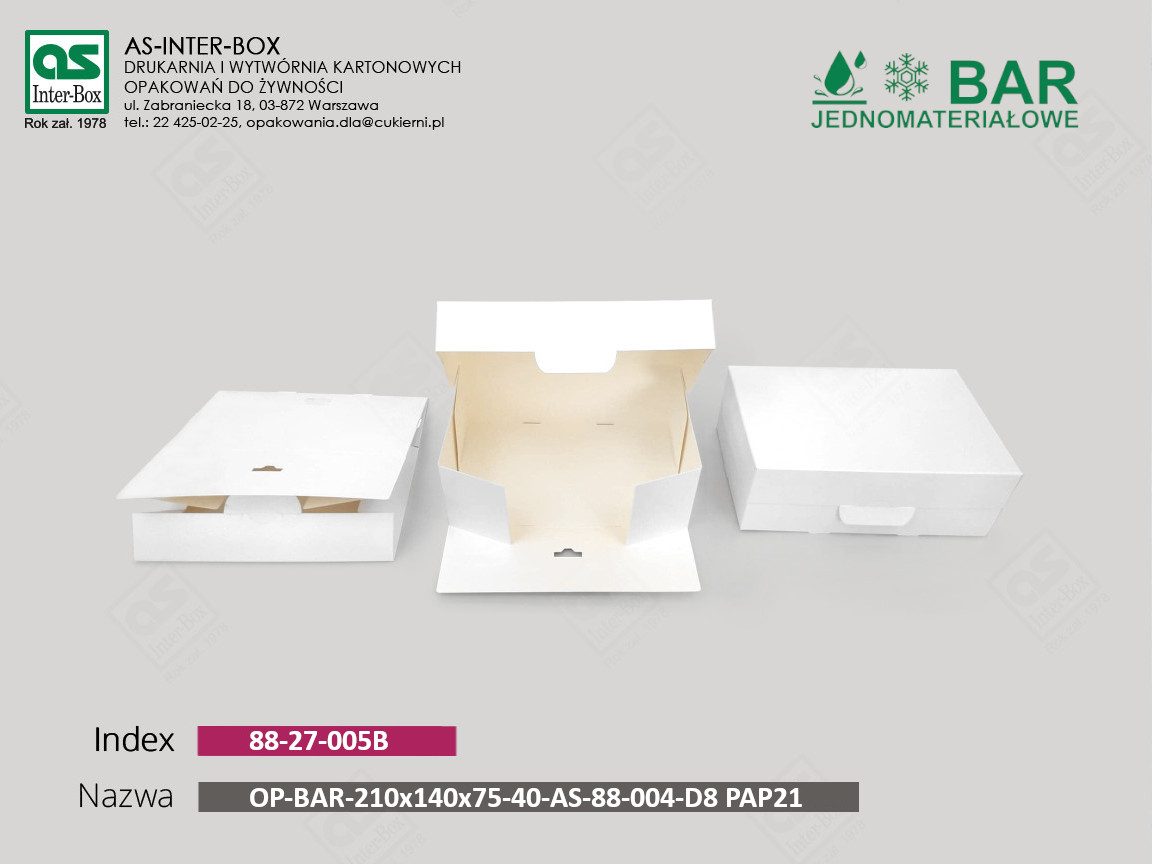 Opakowanie — 88-27-005B — OP-BAR-210/140/75-AS-88-004-D8-PAP21 — 210x140x75 mm