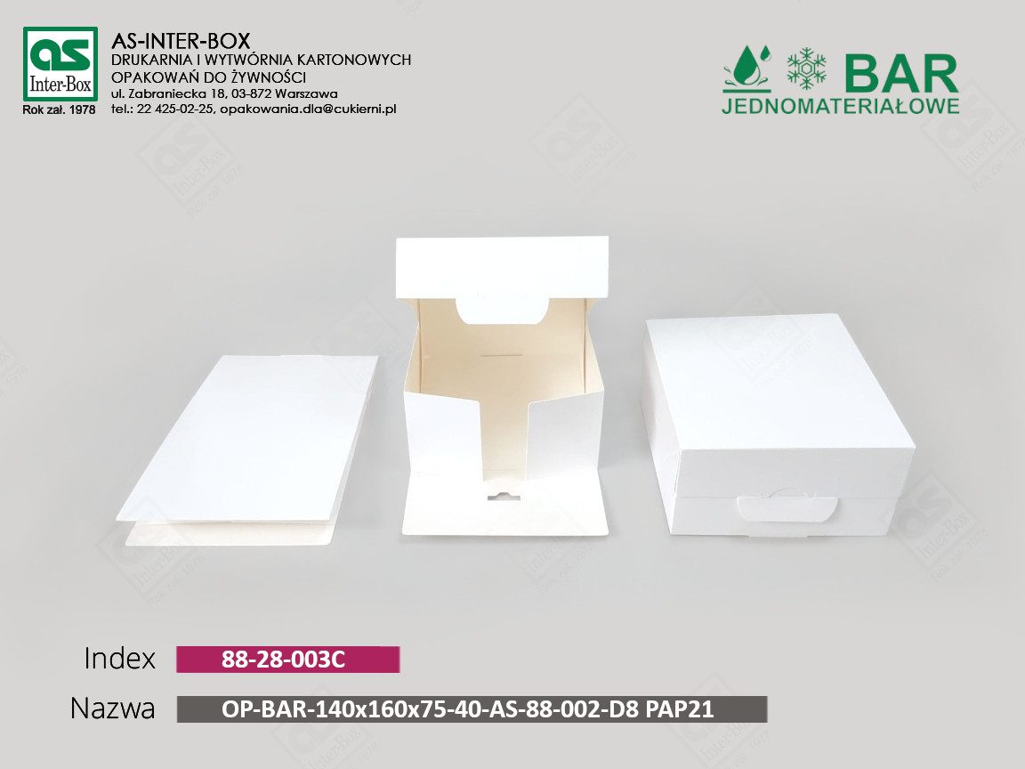 Opakowanie — 88-28-003C — OP-BAR-140x160x75-AS-88-002-D8-PAP21 — 140x160x75 mm