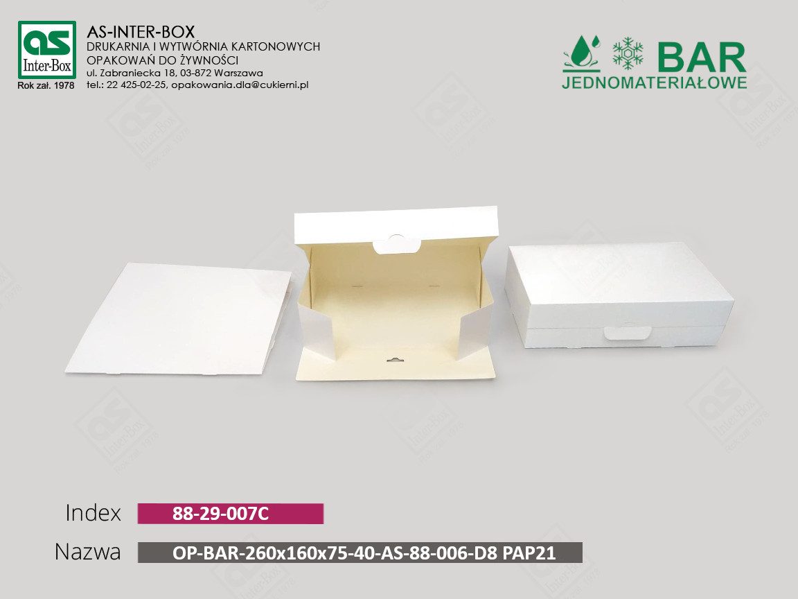 Opakowanie — 88-29-007C — OP-BAR-260/160/75-AS-88-006-D8-PAP21 — 260x160x75 mm