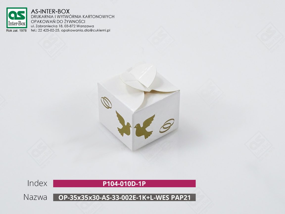 Opakowanie — P1-04-010D-1P — OP-35/35/30-AS-33-002E-WES-PAP21 — 35x35x30 mm