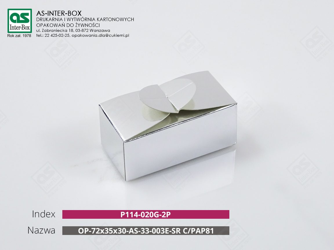Opakowanie — P1-14-020G-2P — OP-72/35/30-AS-33-003E-SR-C/PAP81 — 72x35x30 mm