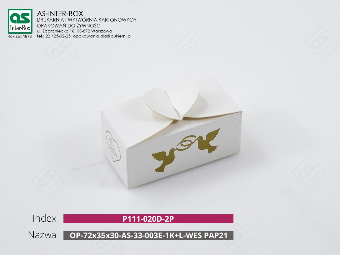 Opakowanie — P1-11-020D-2P — OP-72/35/30-AS-33-003E-WES-PAP21 — 72x35x30 mm