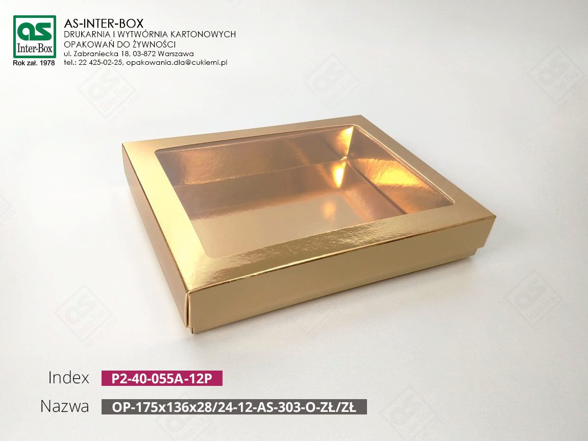 Opakowanie — P2-40-055A-12P — OP-175x136x28-12-24-AS-303-O-ZŁ-ZŁ C/PAP81 — 175x136x28 mm
