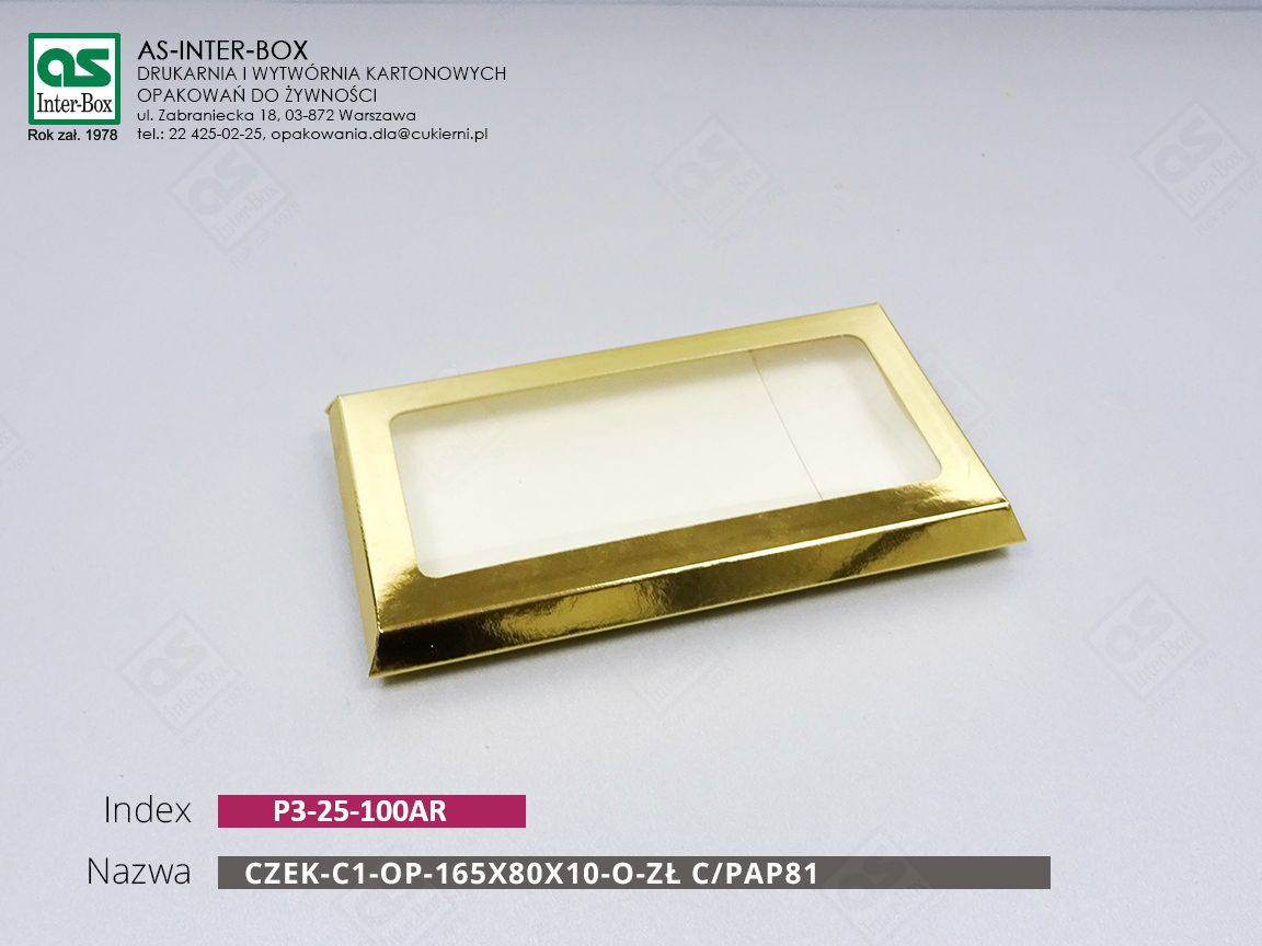 Opakowanie — P3-25-100AR — CZEK-C1-OP-165x80x10-O-ZŁ C/PAP81 — 165x80x10 mm
