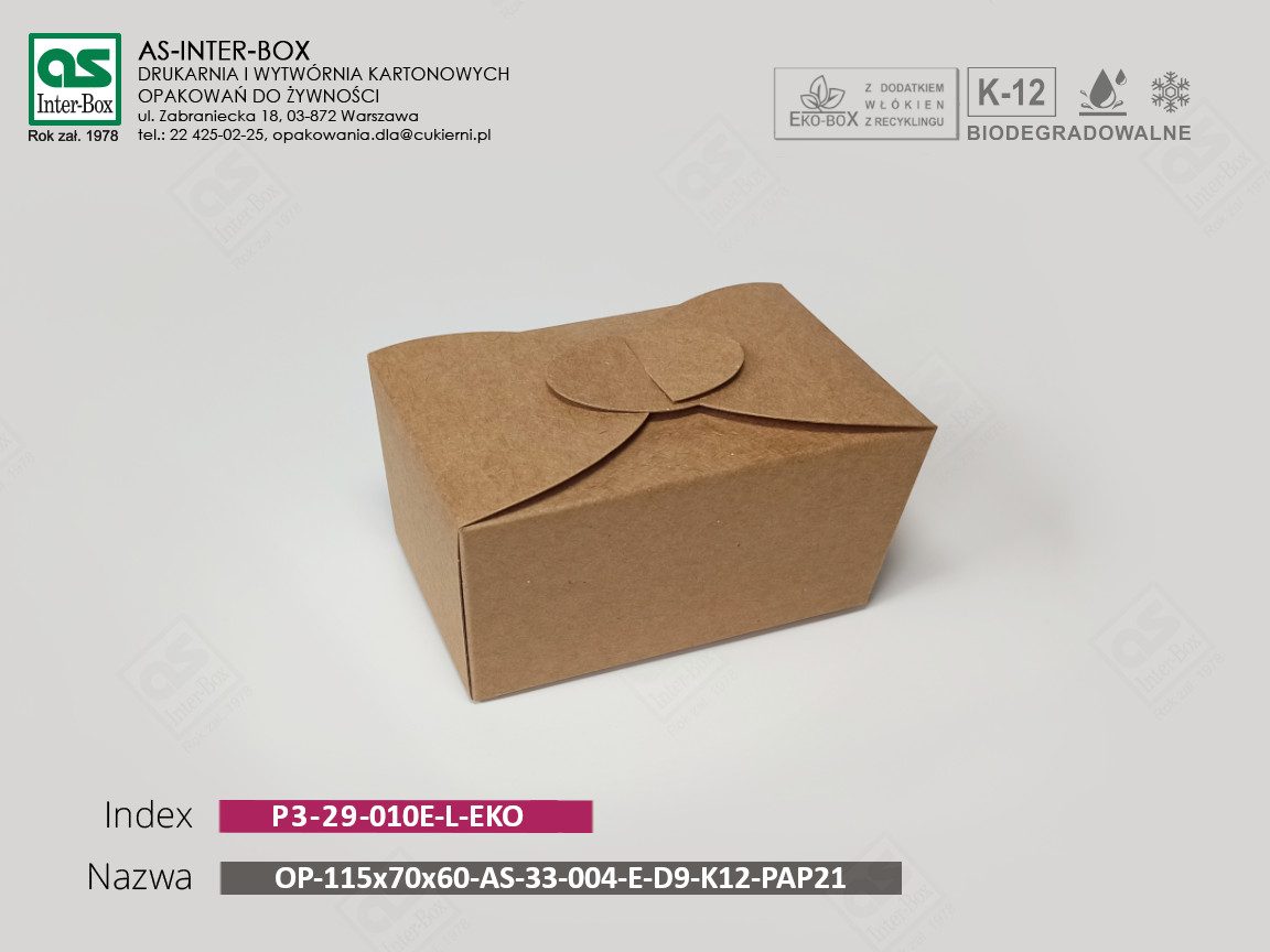 Opakowanie — P3-29-010E-L-EKO — OP-115x70x60-AS-33-004E-D9-K12-PAP21 — 115x70x60 mm