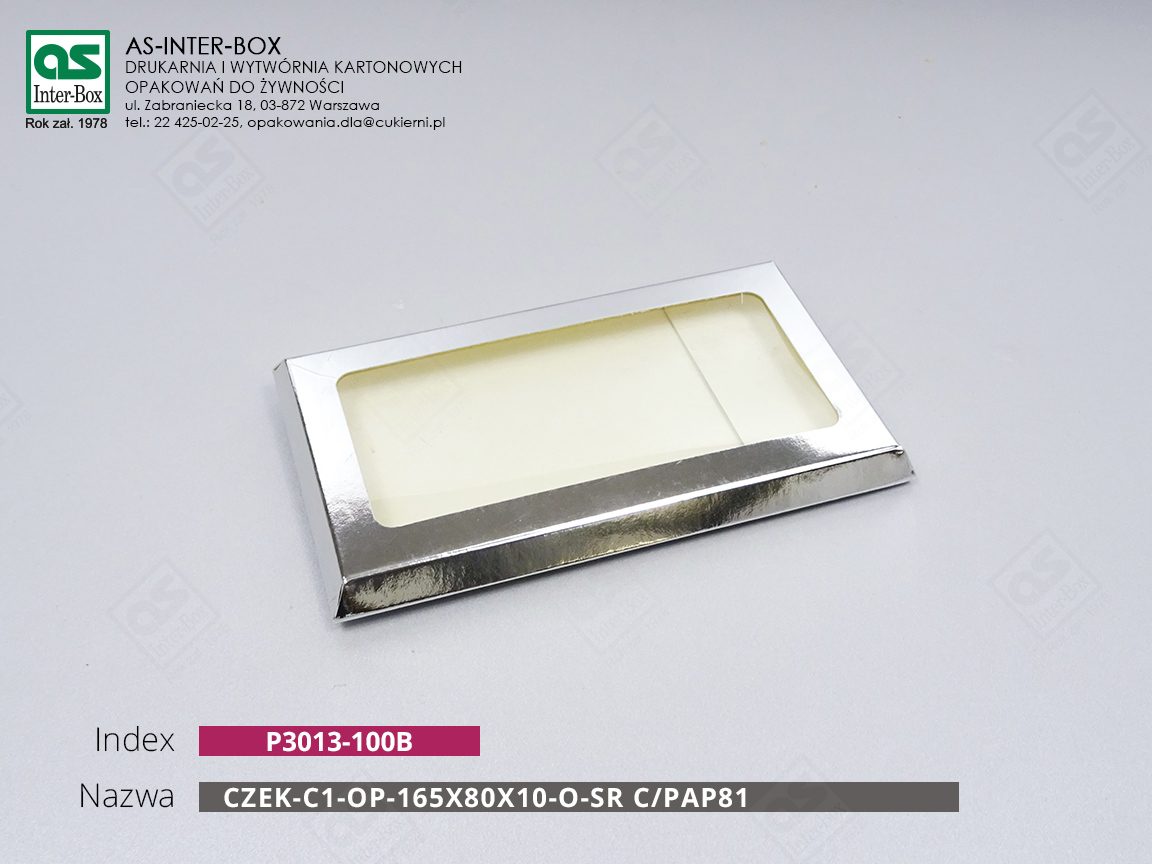 Opakowanie — P3-13-100B — OP-165x80x10-O-CZEK-C1-SR C/PAP81 — 165x80x10 mm