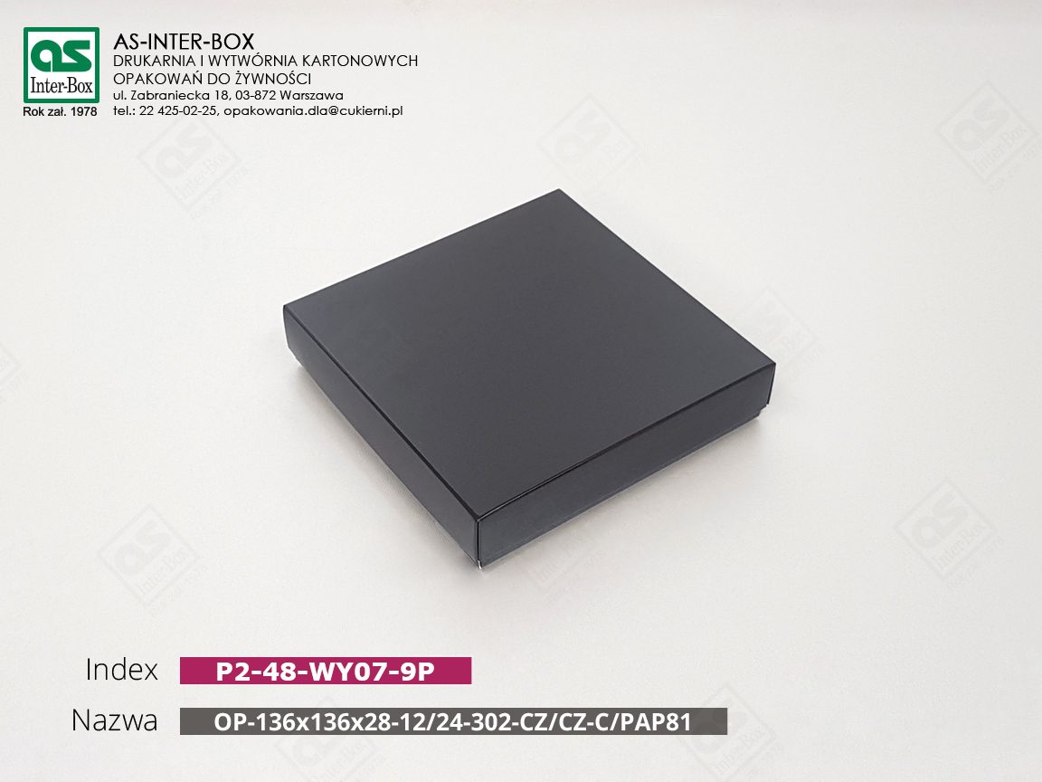 Opakowanie — P2-48-WY07-9P — OP-136/136/28-12/24-AS-302-CZ/CZ-C/PAP81-PAP22 — 136x136x28 mm