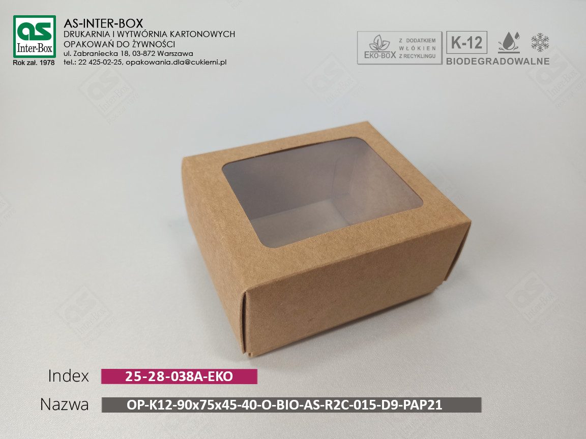 Упаковка — 25-28-038A-EKO — OP-K12-90x75x45-40-O-BIO-AS-R2C-015-D9-PAP21 — 90x75x45 mm