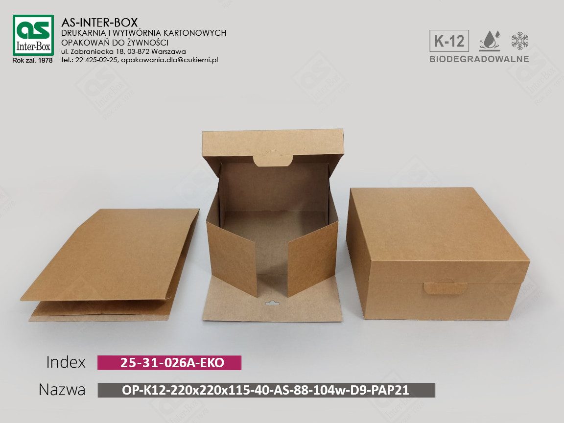 Упаковка — 25-31-026A-EKO — OP-K12-220x220x115-40-AS-88-104W-D9-PAP21 — 220x220x115 mm