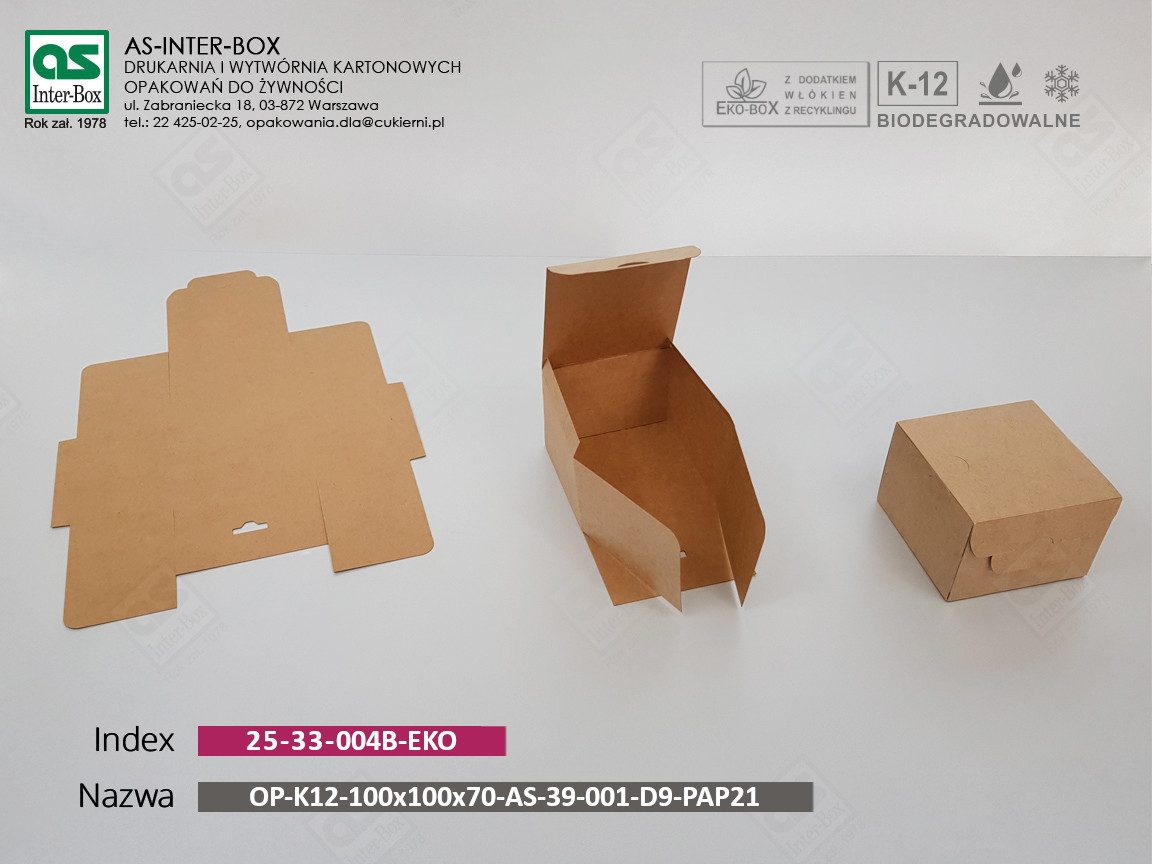 Упаковка — 25-33-004B-EKO — OP-K12-100x100x70-AS-39-001-PAP21 — 100x100x70 mm