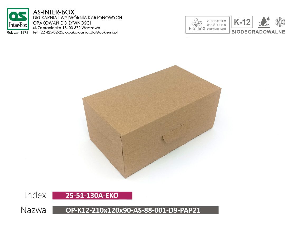 Упаковка — 25-51-130A-EKO — OP-K12-210x120x90-40-AS-88-001-D9-PAP21 — 210x120x90 mm