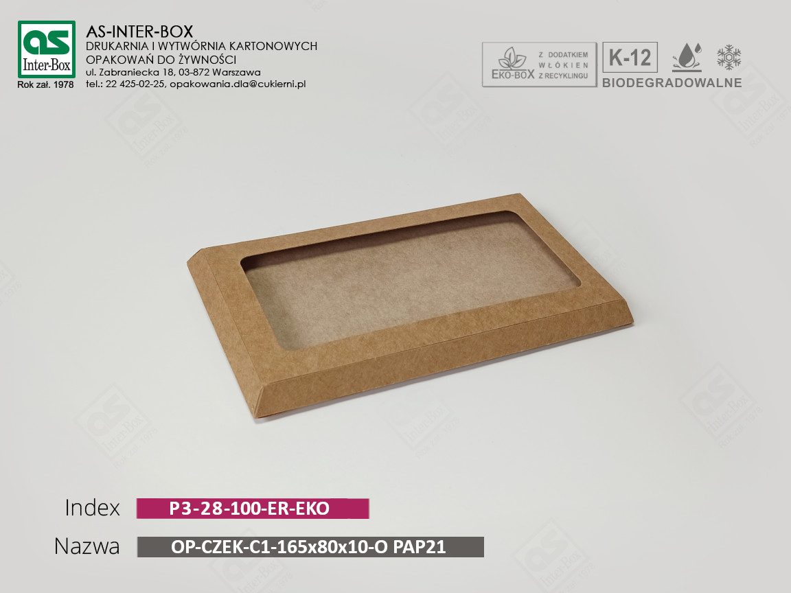 Упаковка — P3-28-100-ER-EKO — OP-CZEK-C1-EKO-165x80x10-O-PAP21 — 165x80x10 mm